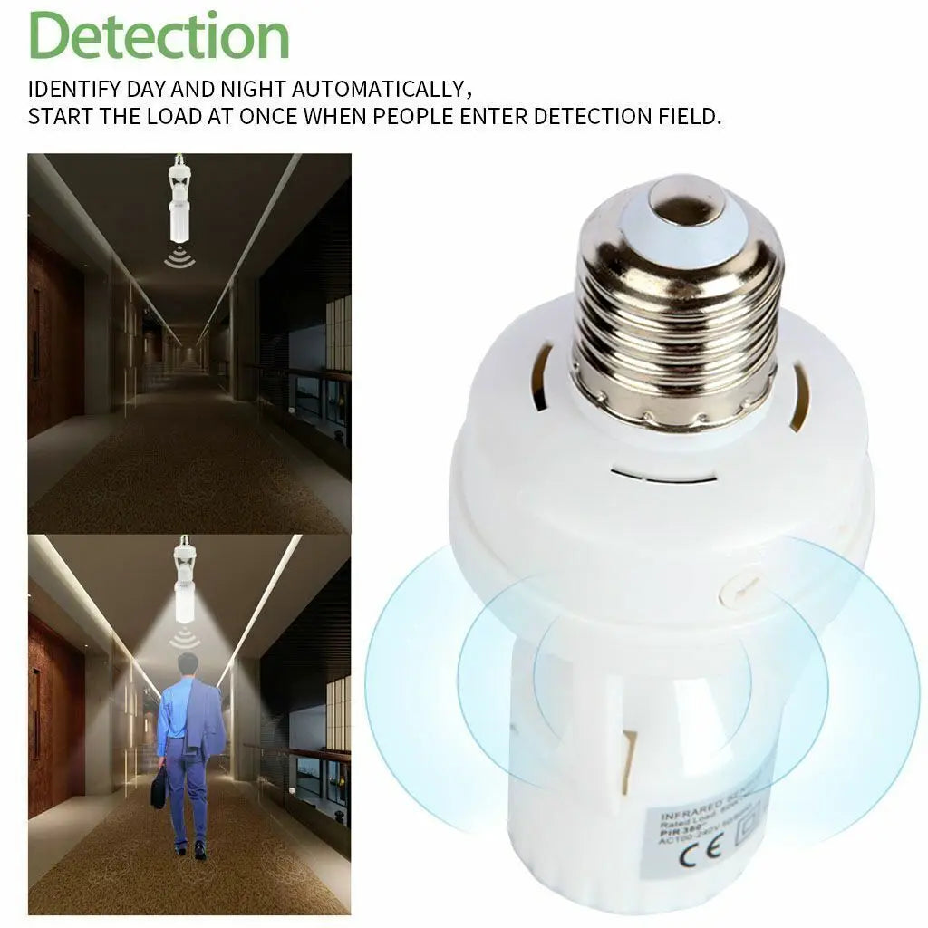 Smart Motion Sensor Light Bulb Holder E27 PIR Induction Sensor Adapter Lamp Base Converter Automatic LED Switch AC 110V 220V