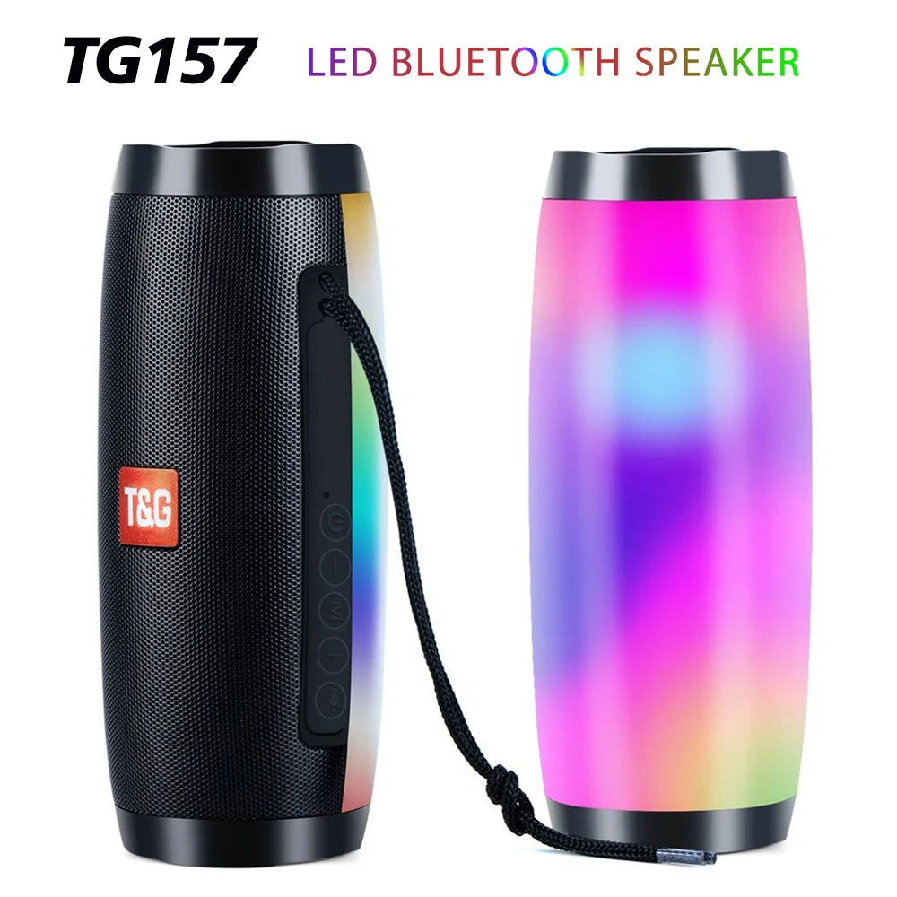 TG157 Portable Bluetooth Speaker LED Flashing Outdoor Waterproof Speaker Support TF Card USB Charge 1200mAh Subwoofer FM Radio