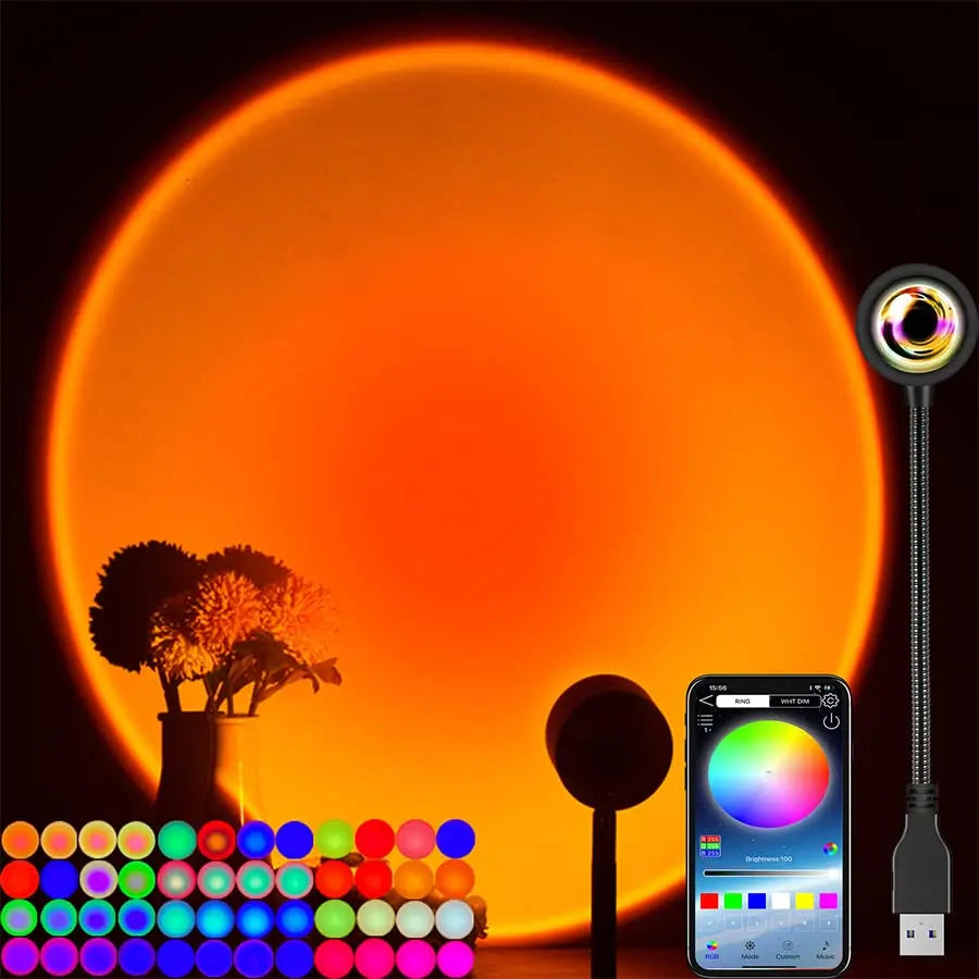 Tuya Smart Sunset Lamp USB Projector LED Night light with Remote Bluetooth App Control Atmosphere Mood Light for Photography