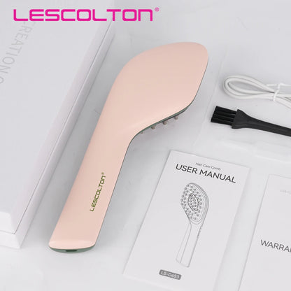 Lescolton EMS Electric Massage Comb Red Blue Light Therapy Hair Growth Massage Scalp Brush Anti Hair Loss Liquid Oil Applicator