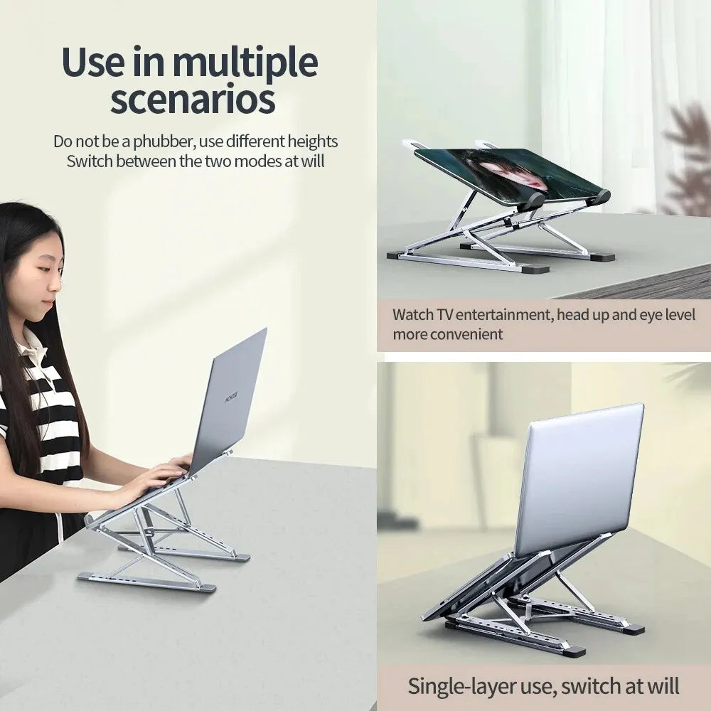 N8 Adjustable Portable Laptop Stand Aluminum for Macbook Tablet Notebook Stand Table Cooling Pad Foldable Laptop Holder