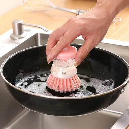 Kitchen Wash Pot Dish Brush With Dispenser Liquid Filling Does Not Hurt Pan Brushes Pressing Automatic Cleaning X8X5