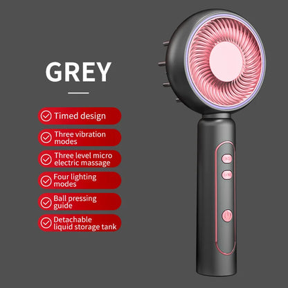 Portable Electric Scalp Massager Hair Growth Solution Applicator Roller Ball Head Applicator Red and Blue Light EMS Massage Comb