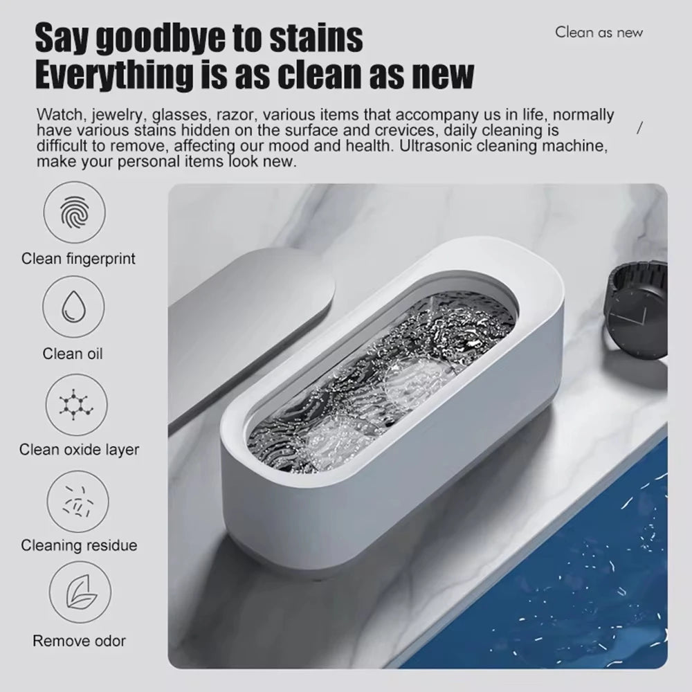 Xiaomi MIJIA Ultrasonic Cleaning Machine USB Rechargeable High Frequency Vibration Wash Cleaner Jewelry Glasses Braces Cleaner