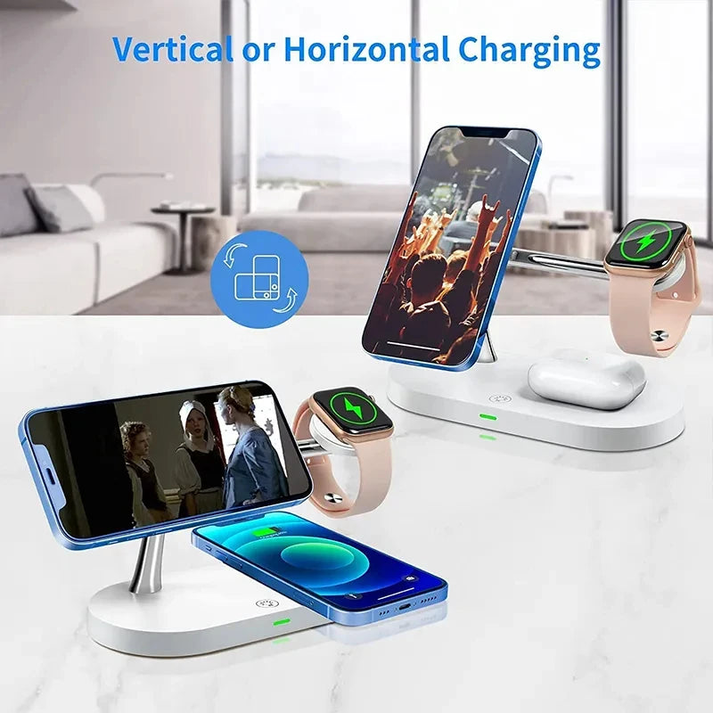 3 in 1 Wireless Charger For iPhone 14 13 12 Pro Max macsafe charger Fast Charging Station for iWatch 8 7 6 5 4 Airpods 2 3 Pro