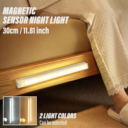 30CM/11.81inch Magnetic Smart Sensor Cabinet Light Rechargeable Night Light Home Closet Light Support Infinitely Dimmable