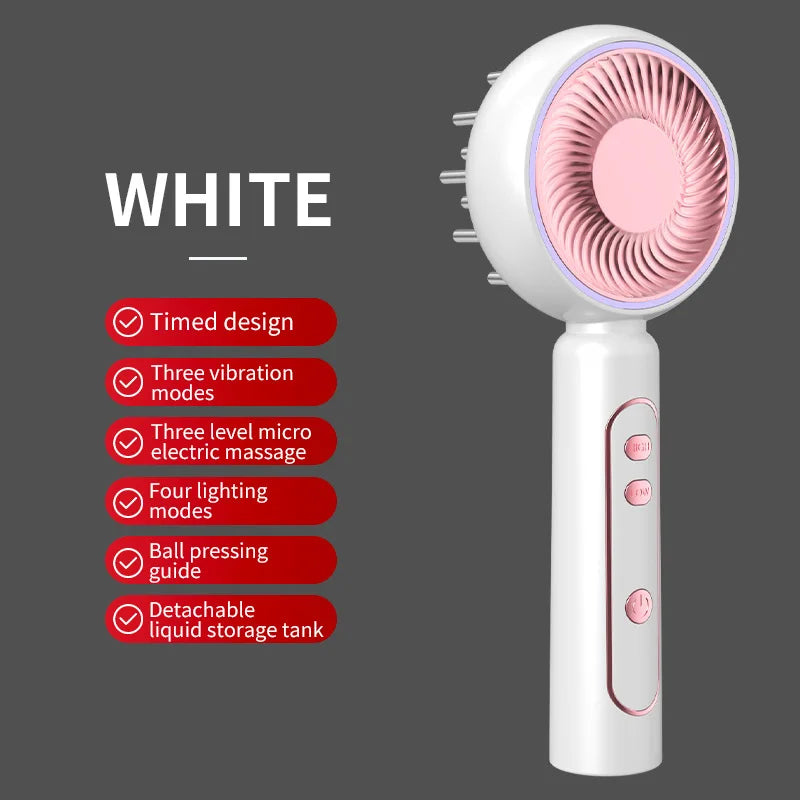 Portable Electric Scalp Massager Hair Growth Solution Applicator Roller Ball Head Applicator Red and Blue Light EMS Massage Comb