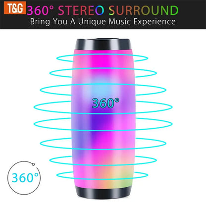 TG157 Portable Bluetooth Speaker LED Flashing Outdoor Waterproof Speaker Support TF Card USB Charge 1200mAh Subwoofer FM Radio