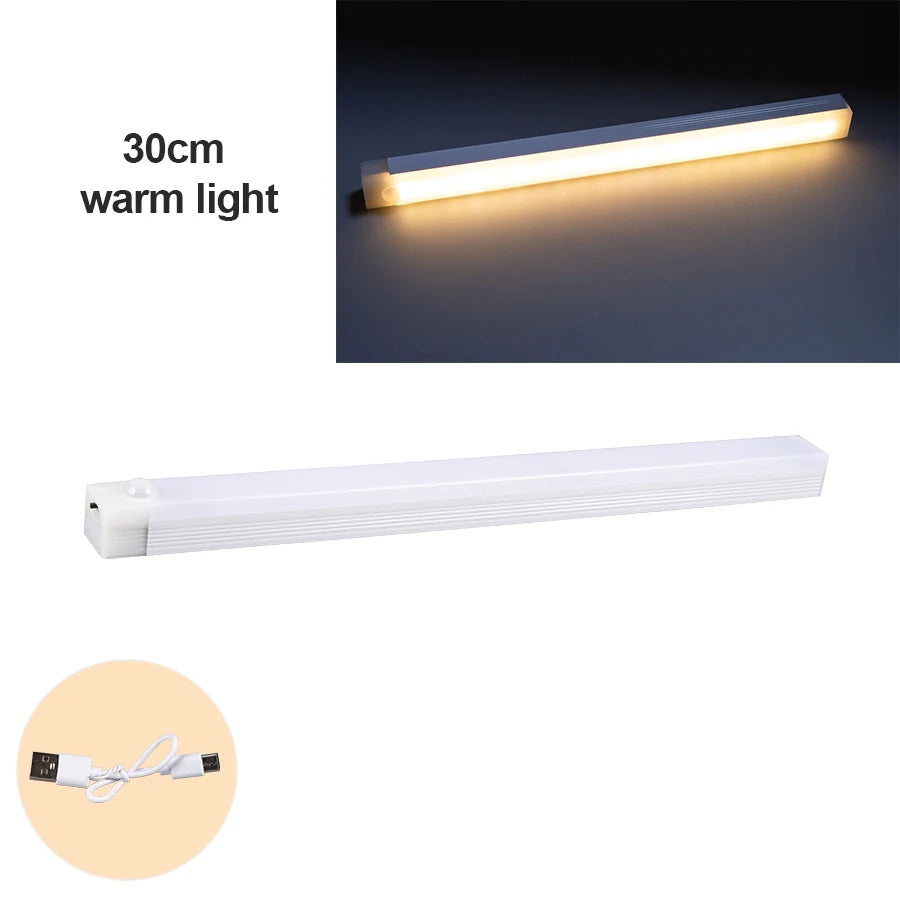 30CM/11.81inch Magnetic Smart Sensor Cabinet Light Rechargeable Night Light Home Closet Light Support Infinitely Dimmable