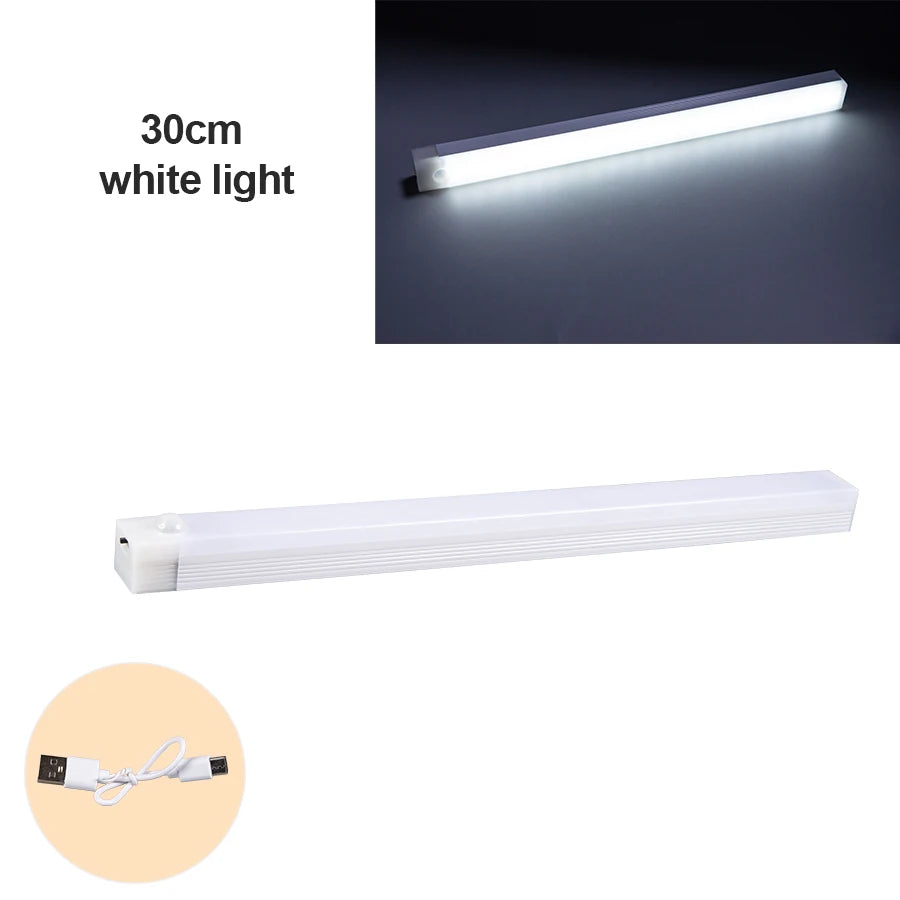 30CM/11.81inch Magnetic Smart Sensor Cabinet Light Rechargeable Night Light Home Closet Light Support Infinitely Dimmable