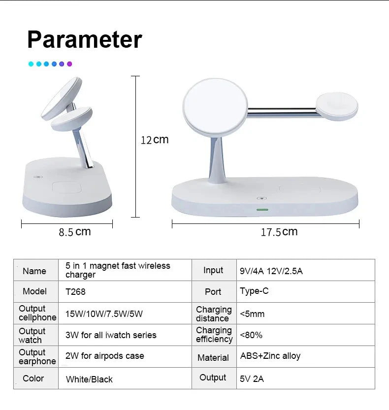 3 in 1 Wireless Charger For iPhone 14 13 12 Pro Max macsafe charger Fast Charging Station for iWatch 8 7 6 5 4 Airpods 2 3 Pro