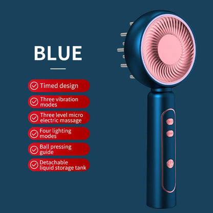 Portable Electric Scalp Massager Hair Growth Solution Applicator Roller Ball Head Applicator Red and Blue Light EMS Massage Comb