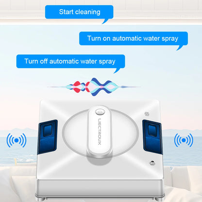 Robot Window Cleaner Liectroux YW509, 2-Way Water Spray,Home Glass Floor Window Robot Vacuum Cleaner,Strong Vacuum,Smart Memory