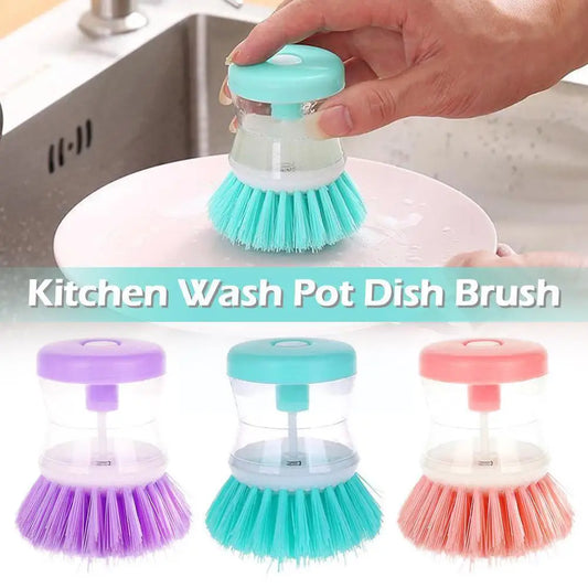 Kitchen Wash Pot Dish Brush With Dispenser Liquid Filling Does Not Hurt Pan Brushes Pressing Automatic Cleaning X8X5