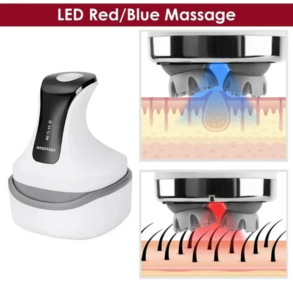 4D Electric Head Scalp Massager For Hair with 4 Kneading Massage Relax Red Light Nourishes Head Health Care IPX7 Waterproof