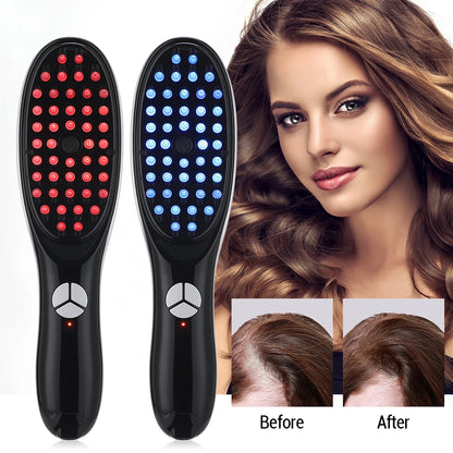 Nano Spray Electric Head Massage Comb Hair Growth Oil Liquid Applicator Blue Red Light Therapy Vibration Scalp Massager Brush