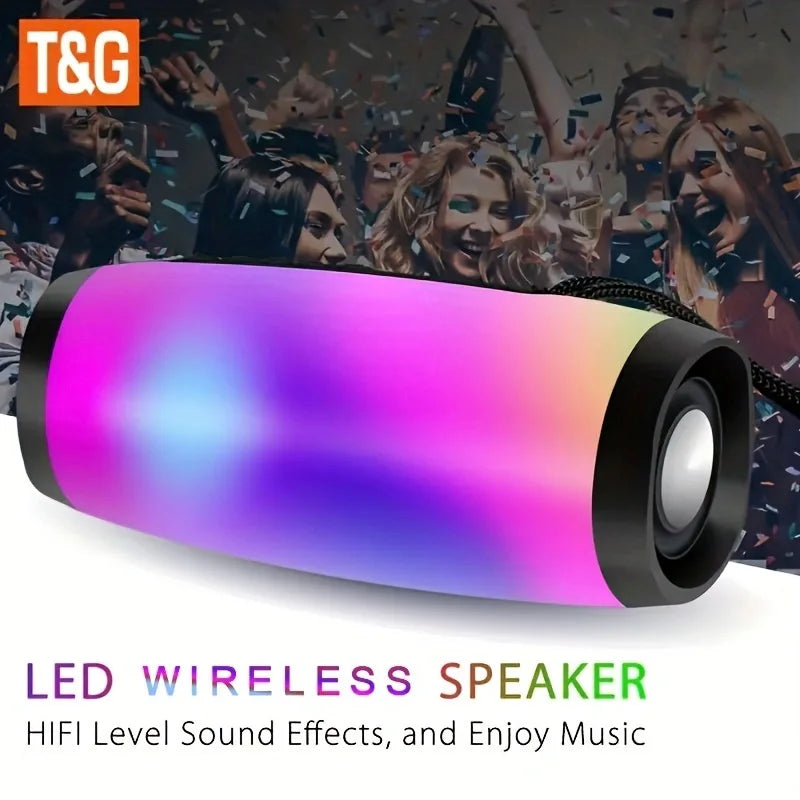 TG157 Portable Bluetooth Speaker LED Flashing Outdoor Waterproof Speaker Support TF Card USB Charge 1200mAh Subwoofer FM Radio