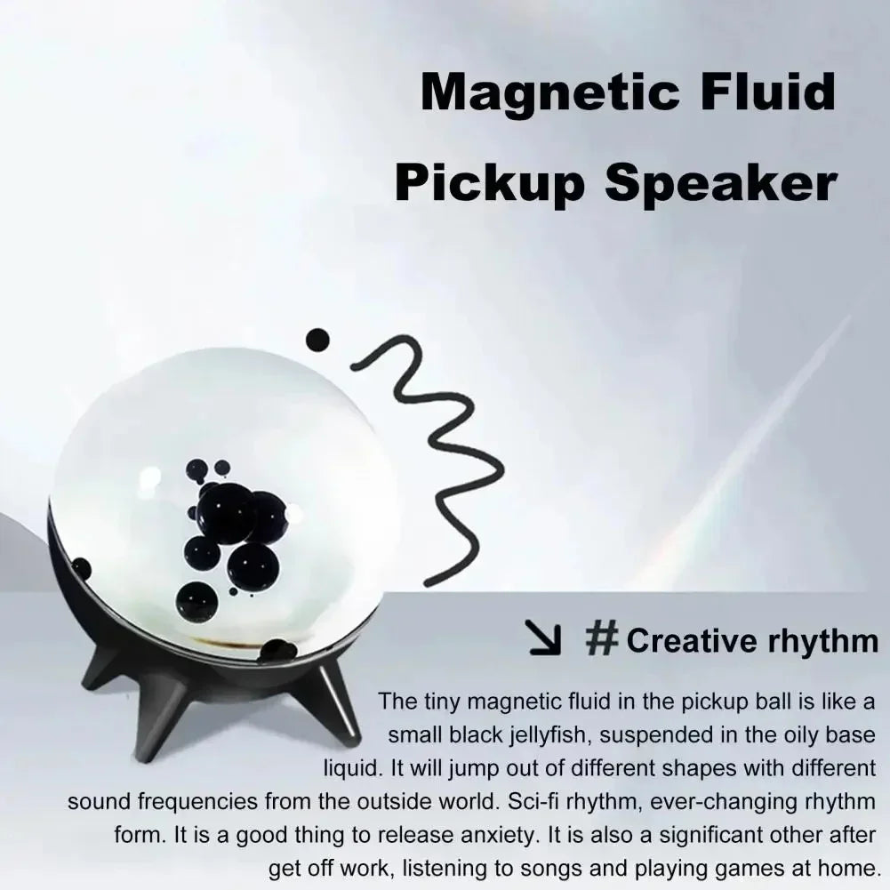 Dancing Ferrofluid Sound Visualizer with Music Rhythm Rechargeable Easy to Use Wireless Magnetic Pickup Music Speaker