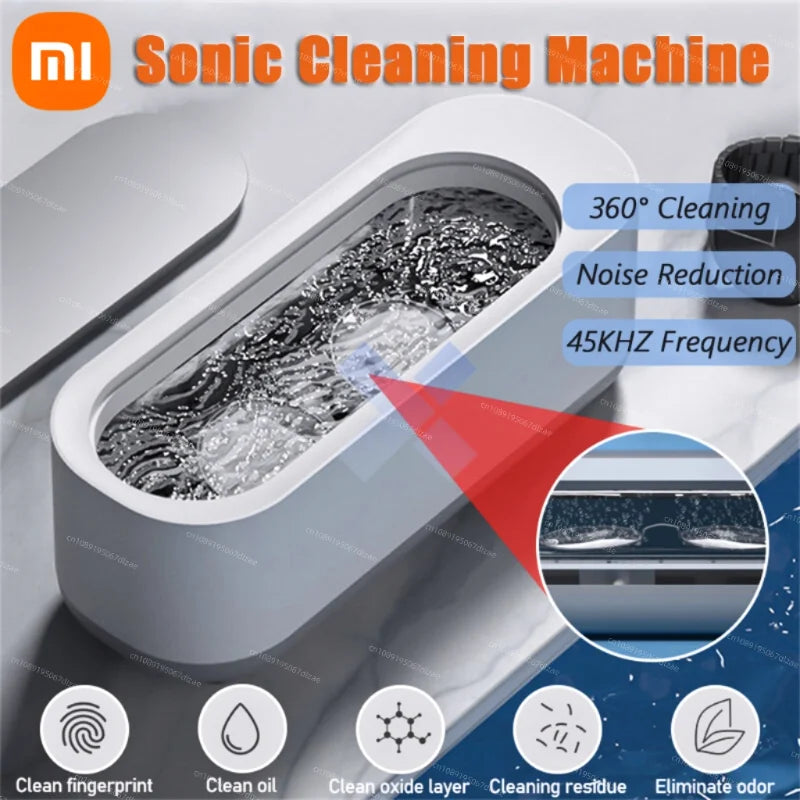 Xiaomi Ultrasonic Cleaning Machine 45000Hz High Frequency Vibration USB Charging Battery 360°Jewelry Glasses Watch Ring Cleaner