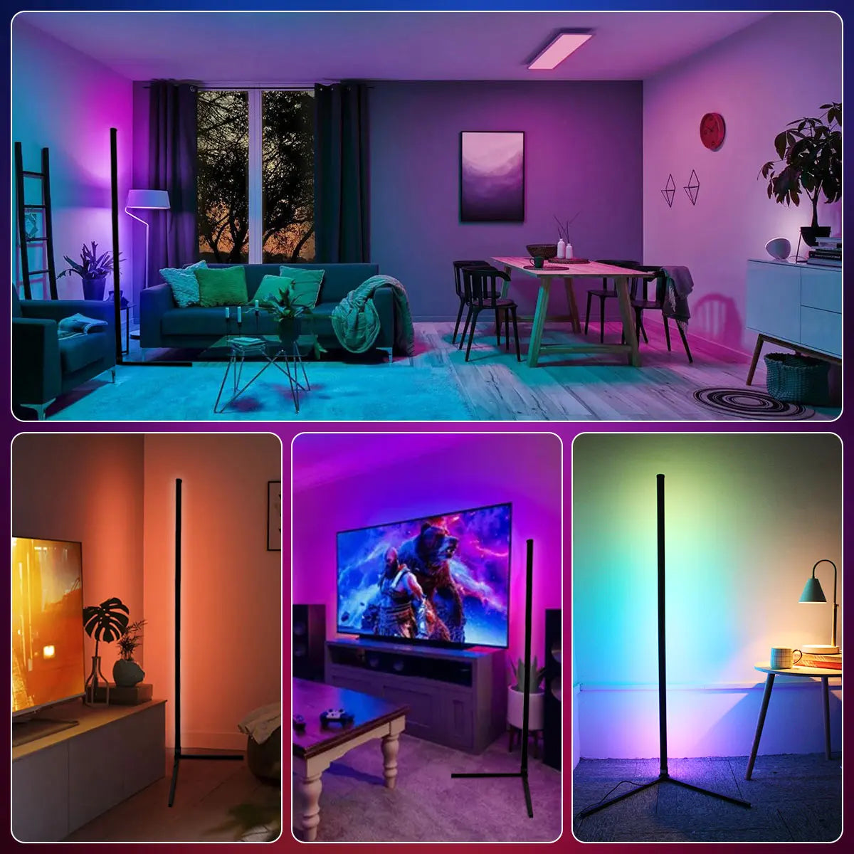 160cm Smart Tuya Corner Floor Lamp Dimmable RGB LED Modern Mood Lighting Alexa Stand Lights for Bedroom Gaming Living Room Decor