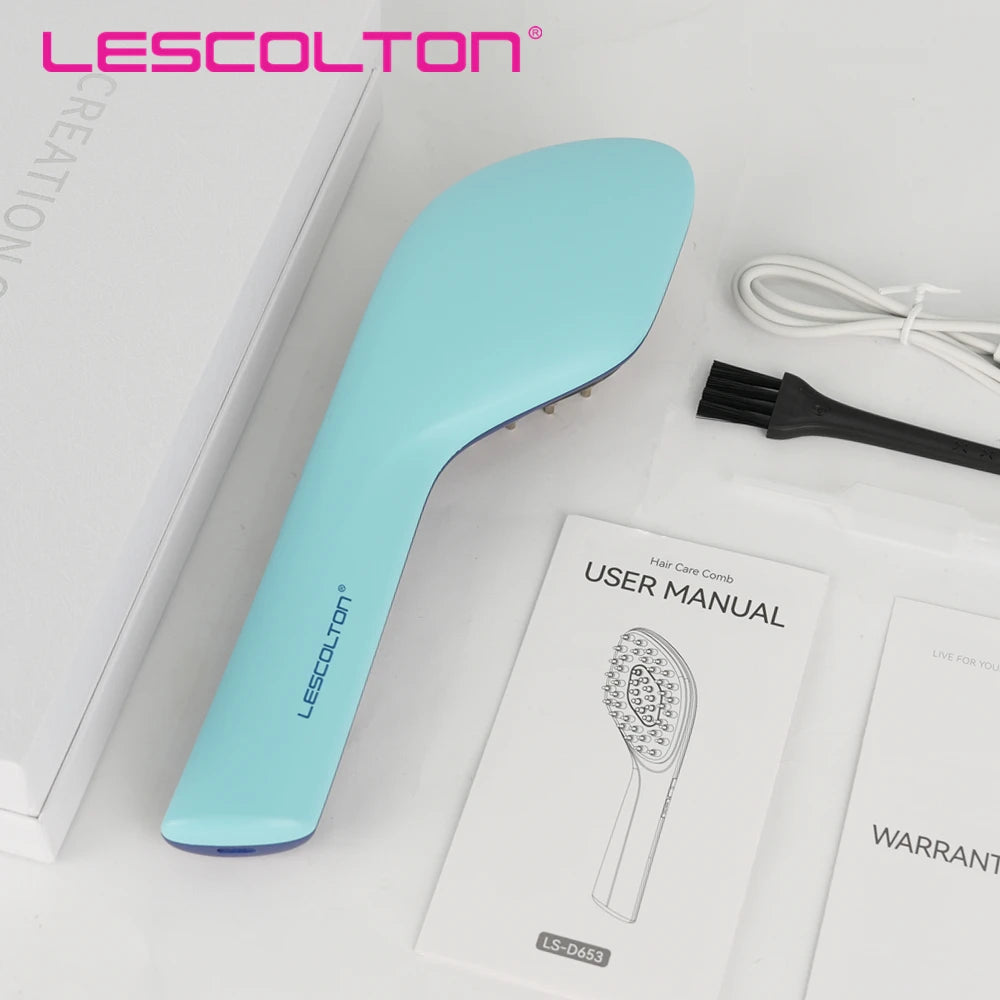 Lescolton EMS Electric Massage Comb Red Blue Light Therapy Hair Growth Massage Scalp Brush Anti Hair Loss Liquid Oil Applicator