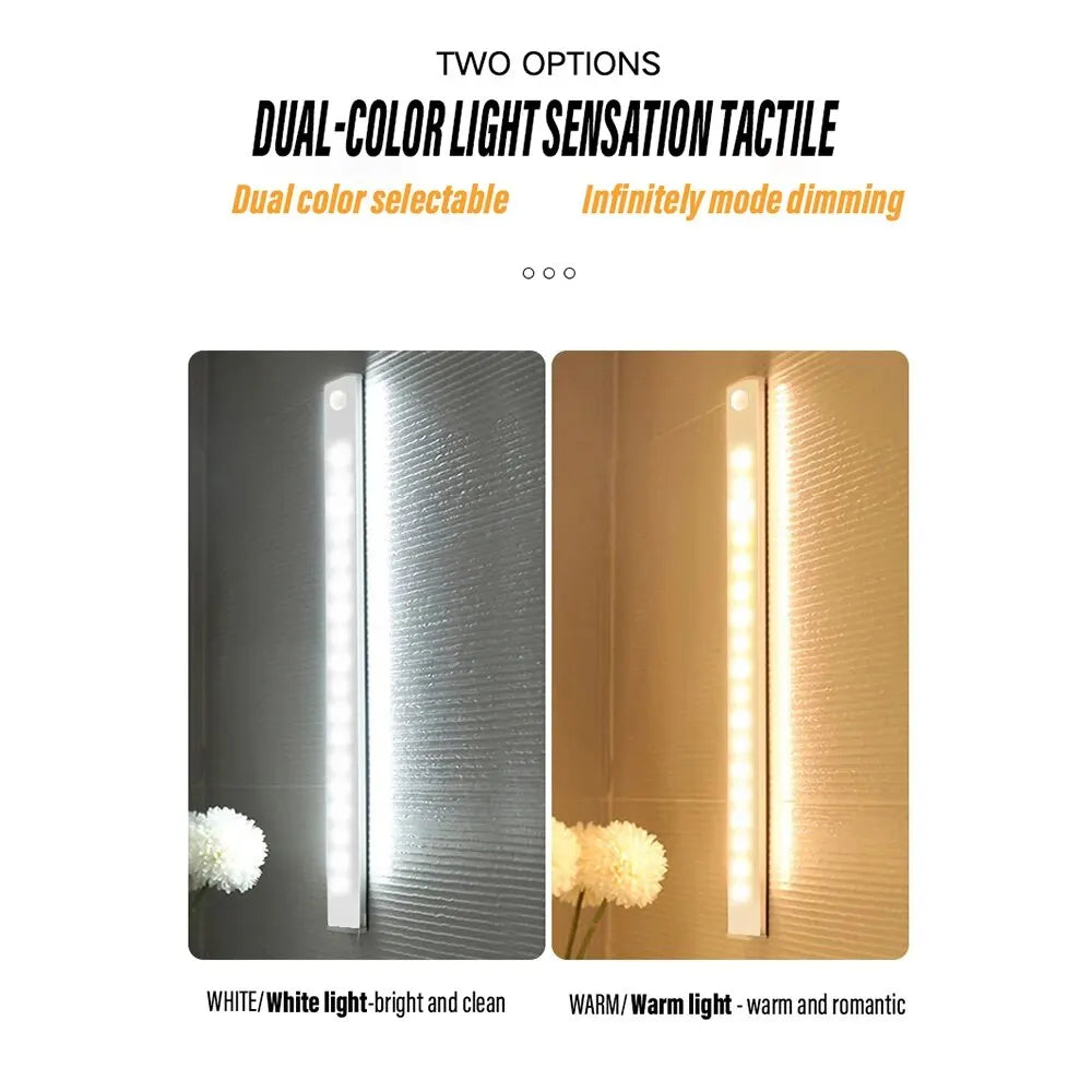 30CM/11.81inch Magnetic Smart Sensor Cabinet Light Rechargeable Night Light Home Closet Light Support Infinitely Dimmable