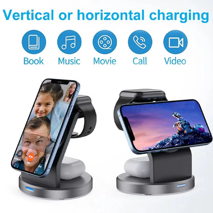 Wireless Charger Stand Mobile phone Holder For iPhone 16 15 14 13 iWatch 9 8 7 6 5 4  Ultra 1 2/se AirPods Fast Charging Station