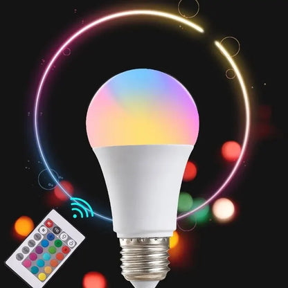 16 Colors RGB Bulb LED Multicolor Bulb E27 220V Household Lighting Dimmable 24 Key Remote Control Smart Lamp Atmosphere Light